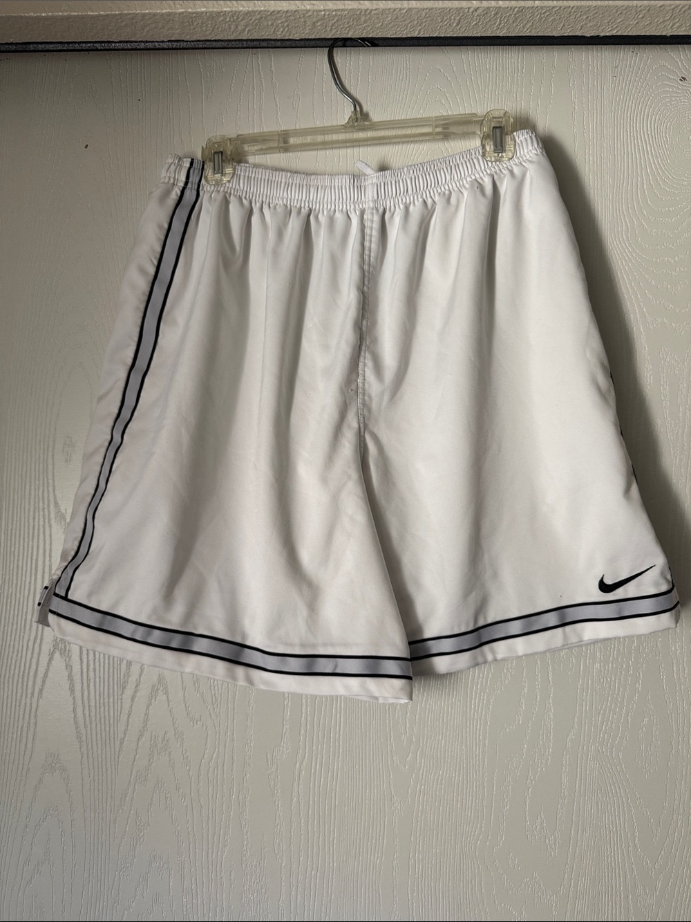 Nike White Athletic Shorts with Black Trim